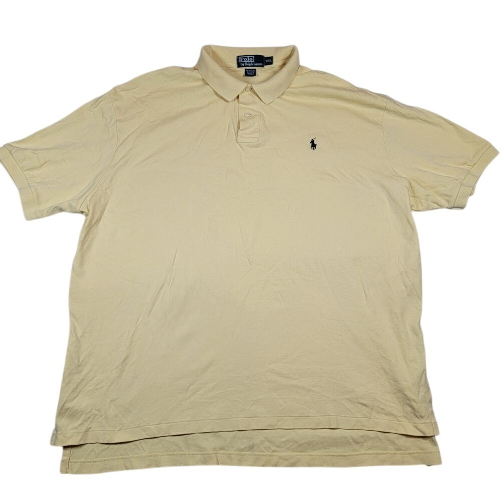 VTG Polo Ralph Lauren Men's Polo Shirt Sz XXL Yellow Pique Cotton Preppy